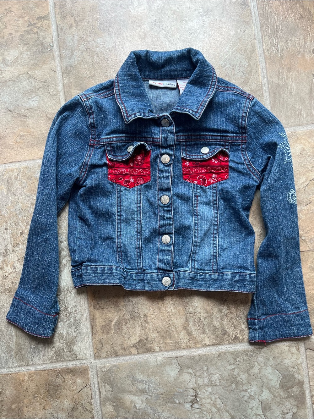 Mary-Kate and Ashley Denim Jacket with Red Bandana Pocket Accents